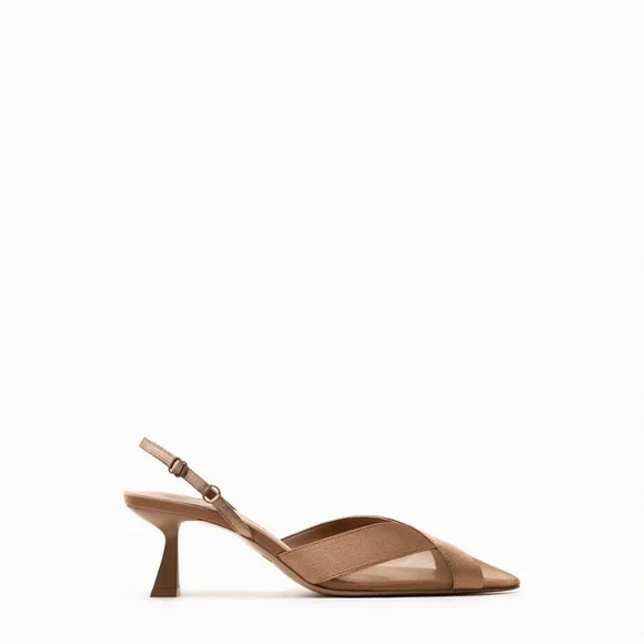 ZARA MESH SLINGBACK HEELS - Picture 4 of 8